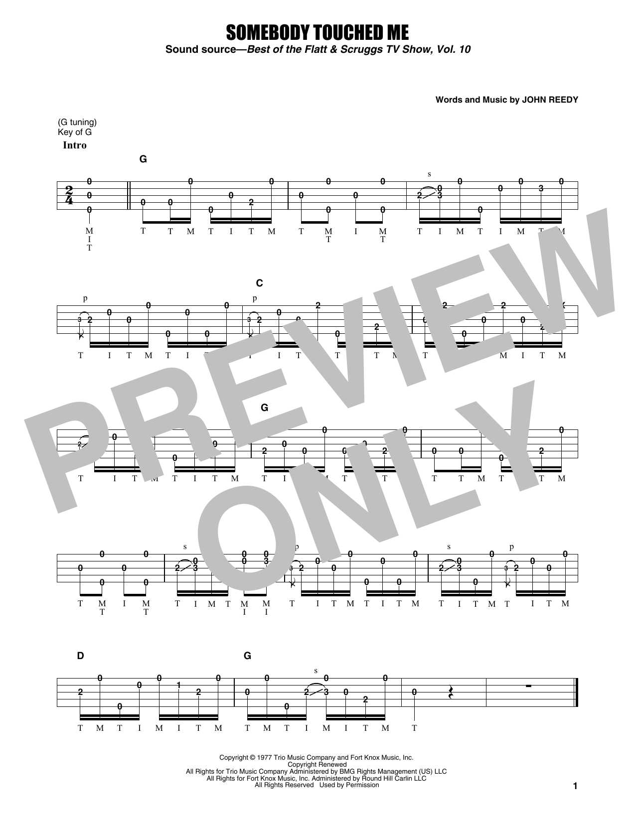 Earl Scruggs Somebody Touched Me Sheet Music Notes & Chords for Banjo Tab - Download or Print PDF