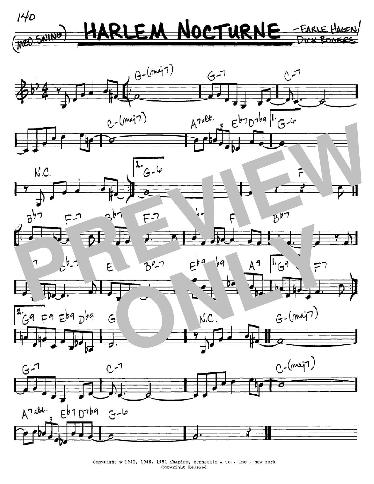 Earle Hagen Harlem Nocturne Sheet Music Notes & Chords for Melody Line, Lyrics & Chords - Download or Print PDF