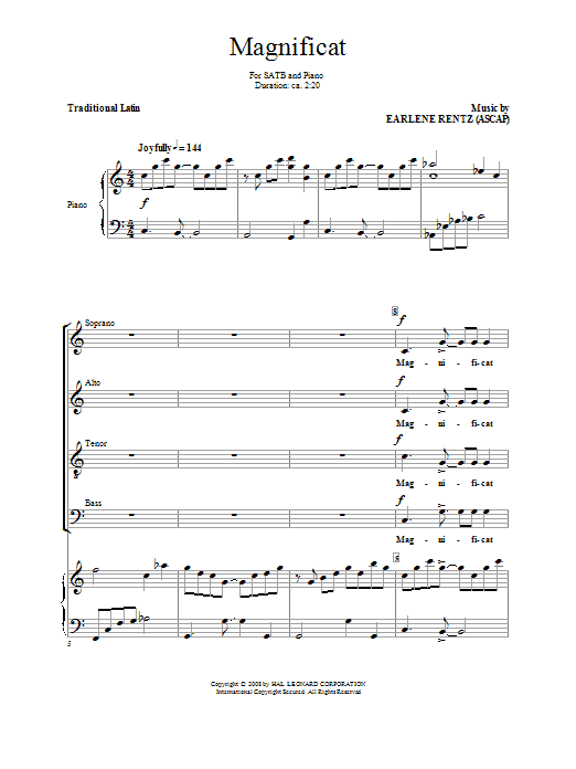 Earlene Rentz Magnificat Sheet Music Notes & Chords for SATB - Download or Print PDF