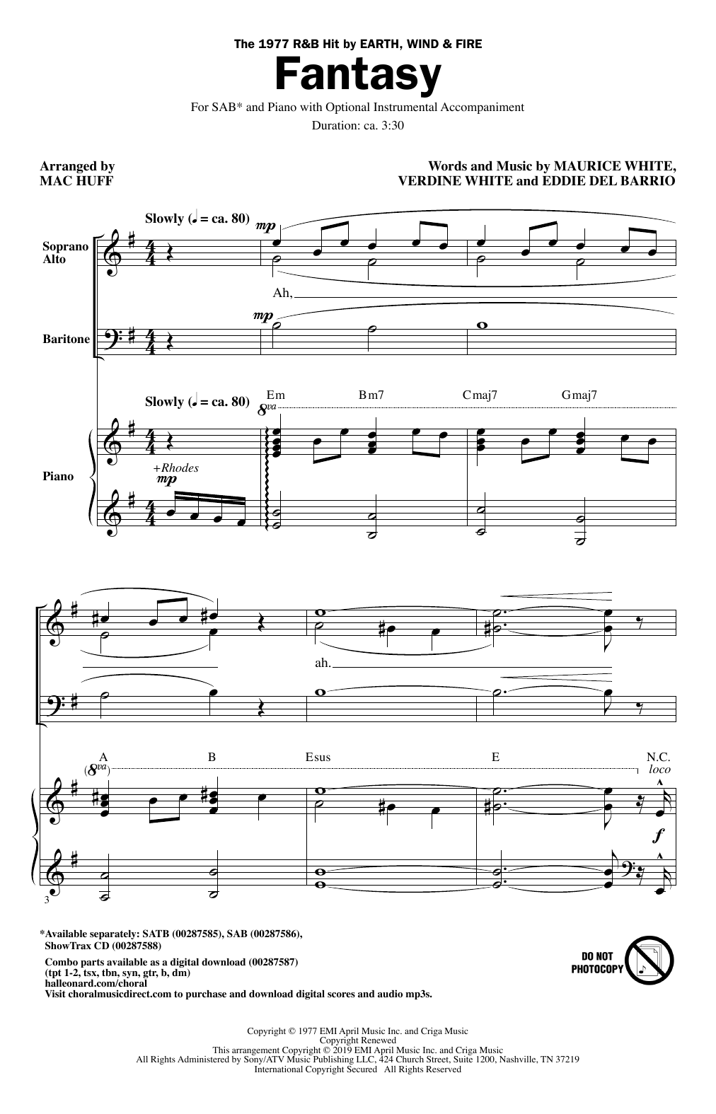 Earth, Wind & Fire Fantasy (arr. Mac Huff) Sheet Music Notes & Chords for SAB Choir - Download or Print PDF