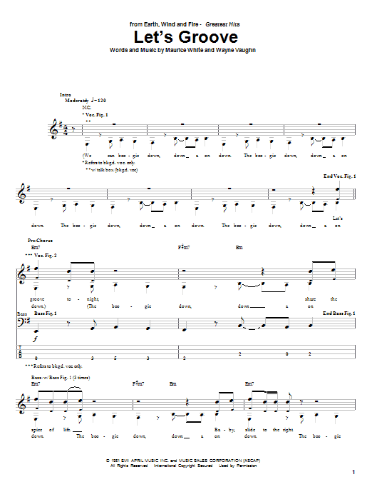 Earth, Wind & Fire Let's Groove Sheet Music Notes & Chords for Lyrics & Chords - Download or Print PDF
