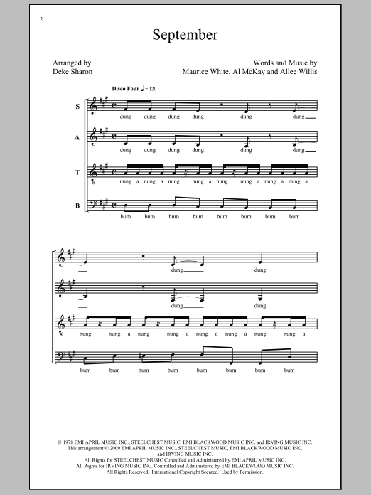 Earth, Wind & Fire September (arr. Deke Sharon) Sheet Music Notes & Chords for SATB - Download or Print PDF