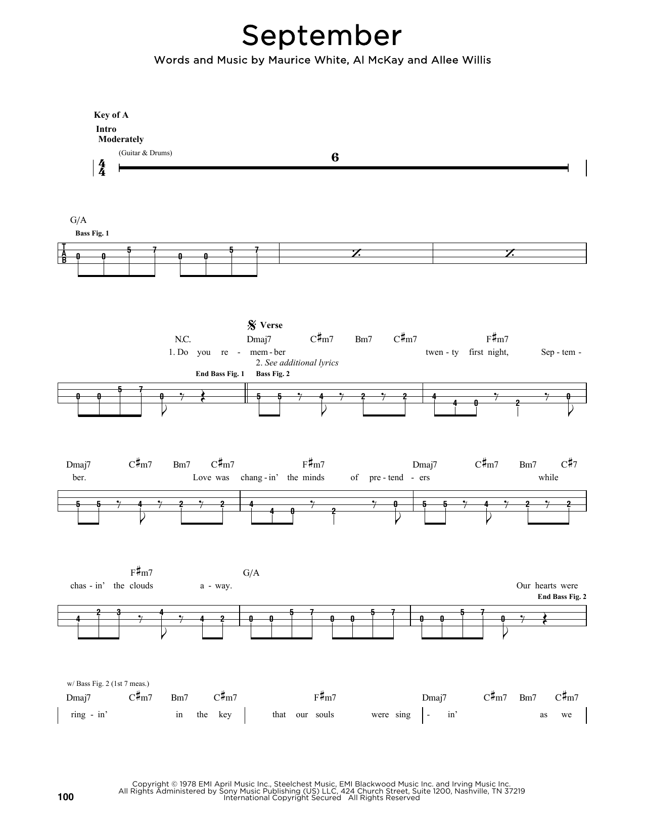 Earth, Wind & Fire September Sheet Music Notes & Chords for Piano, Vocal & Guitar (Right-Hand Melody) - Download or Print PDF