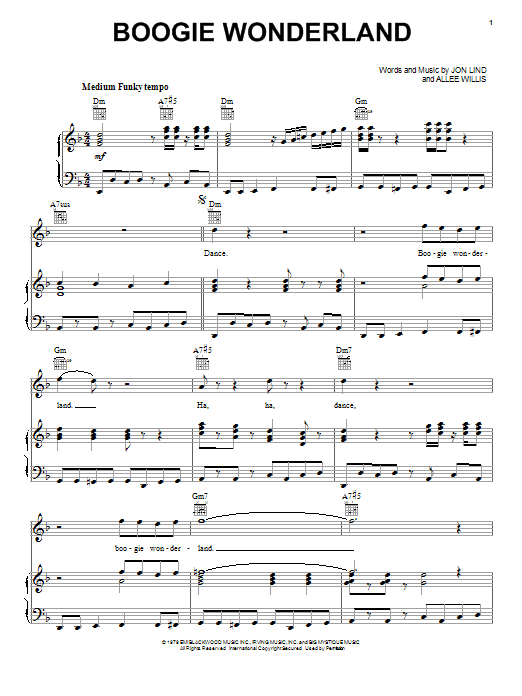 Earth, Wind & Fire Boogie Wonderland Sheet Music Notes & Chords for Melody Line, Lyrics & Chords - Download or Print PDF