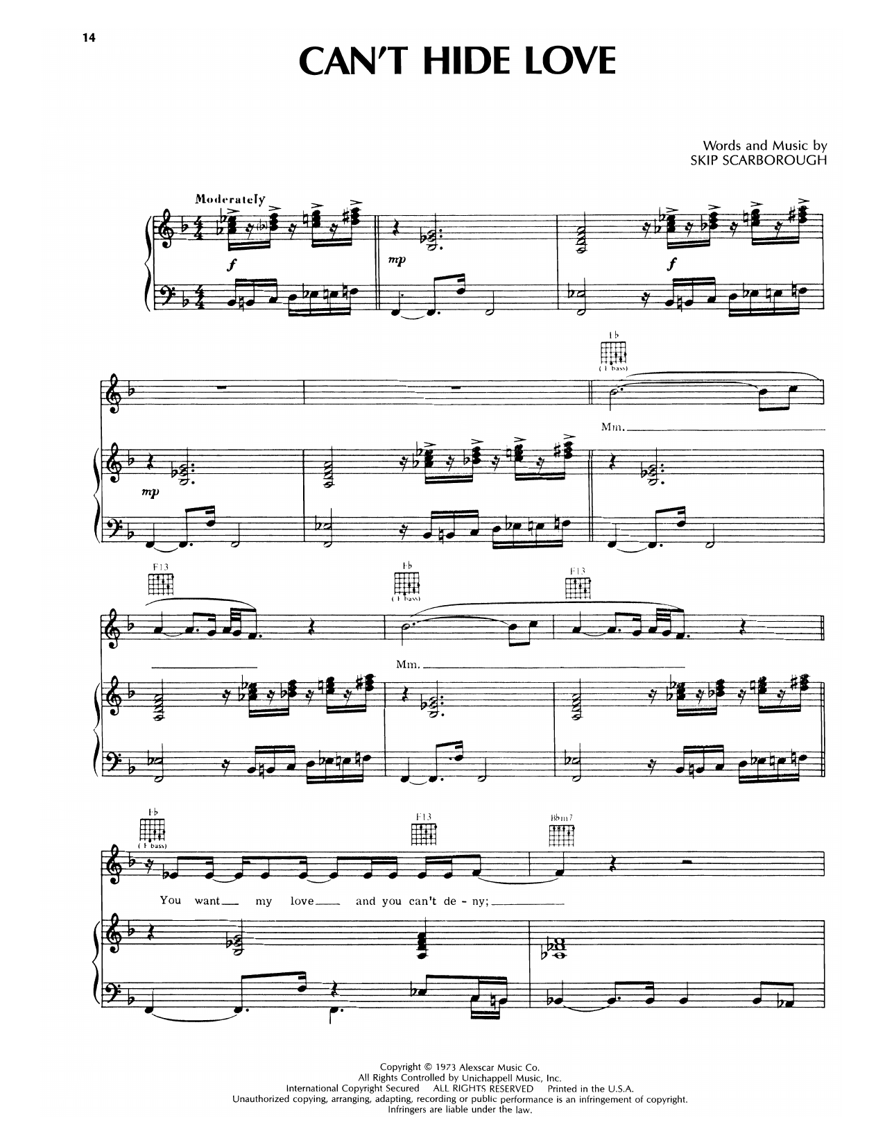 Earth, Wind & Fire Can't Hide Love Sheet Music Notes & Chords for Piano, Vocal & Guitar Chords (Right-Hand Melody) - Download or Print PDF