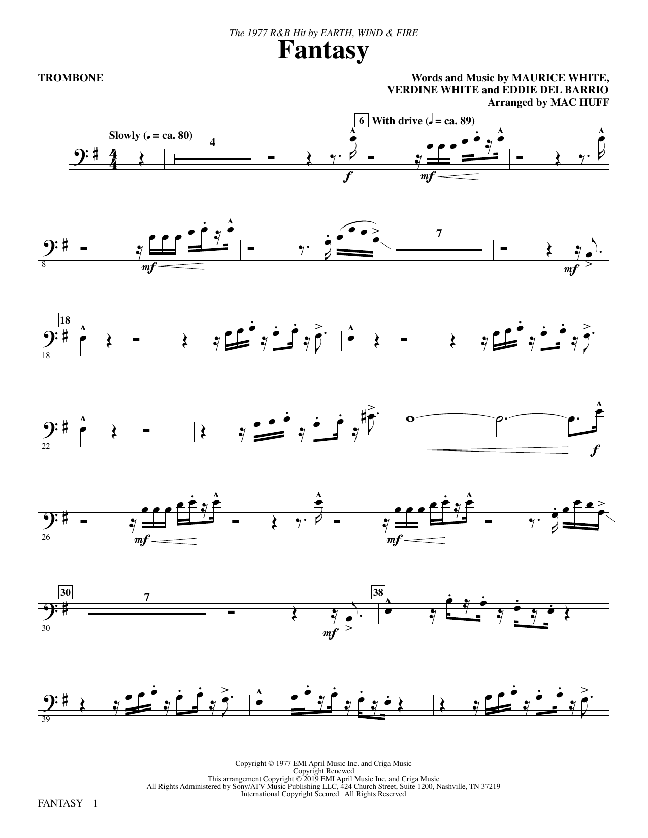 Fantasy (arr. Mac Huff) - Trombone sheet music