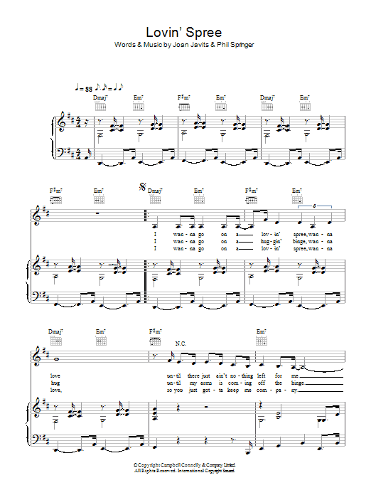 Eartha Kitt Lovin' Spree Sheet Music Notes & Chords for Piano, Vocal & Guitar - Download or Print PDF