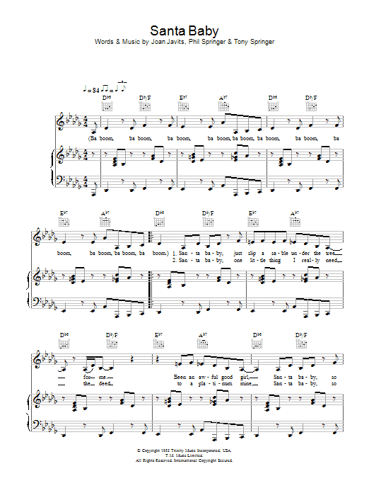 Eartha Kitt Santa Baby Sheet Music Notes & Chords for Alto Saxophone - Download or Print PDF