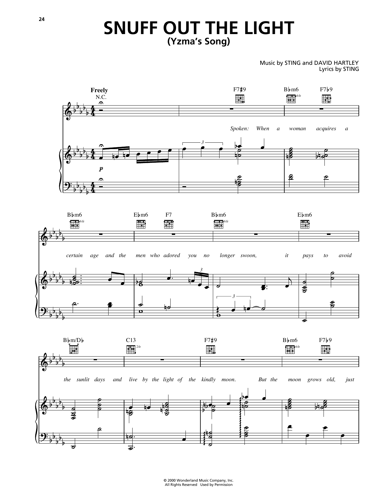 Eartha Kitt Snuff Out The Light (Yzma's Song) (from The Emperor's New Groove) Sheet Music Notes & Chords for Piano, Vocal & Guitar (Right-Hand Melody) - Download or Print PDF