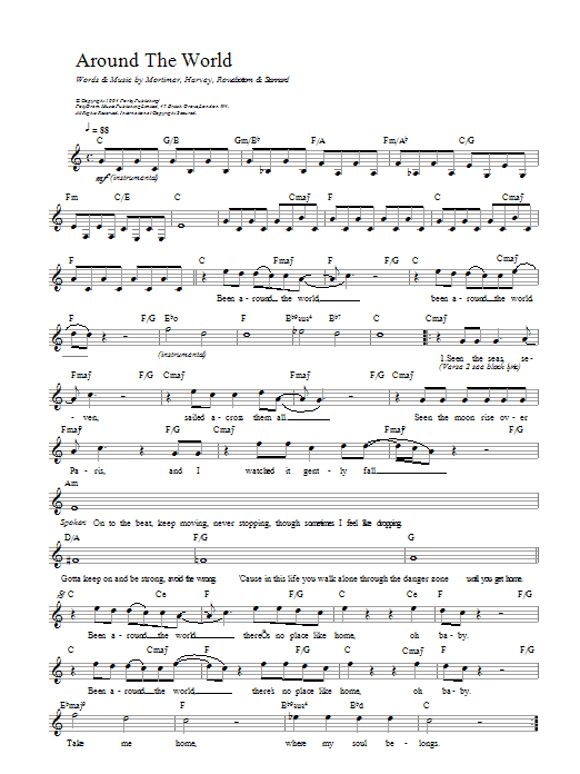 East 17 Around The World Sheet Music Notes & Chords for Melody Line, Lyrics & Chords - Download or Print PDF