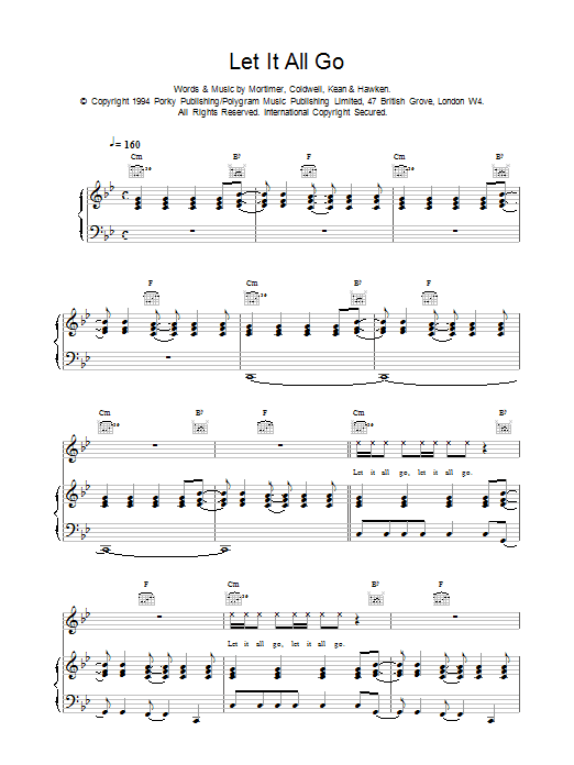 East 17 Let It All Go Sheet Music Notes & Chords for Piano, Vocal & Guitar - Download or Print PDF