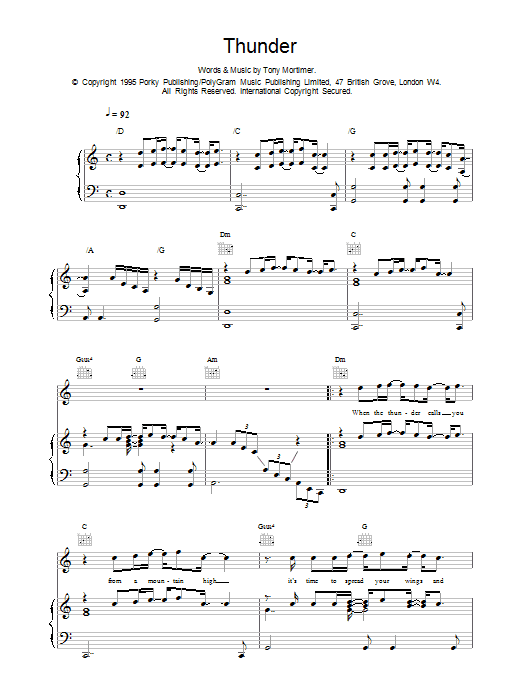 East 17 Thunder Sheet Music Notes & Chords for Piano, Vocal & Guitar (Right-Hand Melody) - Download or Print PDF