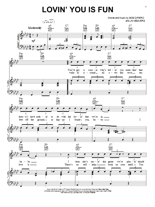 Easton Corbin Lovin' You Is Fun Sheet Music Notes & Chords for Piano, Vocal & Guitar (Right-Hand Melody) - Download or Print PDF