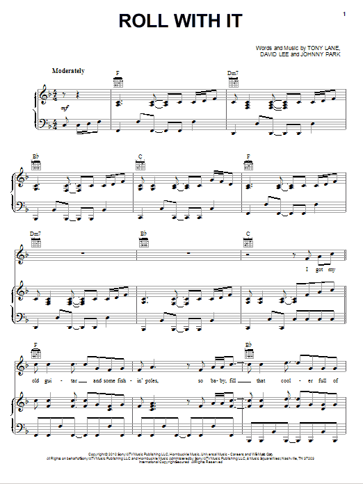 Easton Corbin Roll With It Sheet Music Notes & Chords for Piano, Vocal & Guitar (Right-Hand Melody) - Download or Print PDF