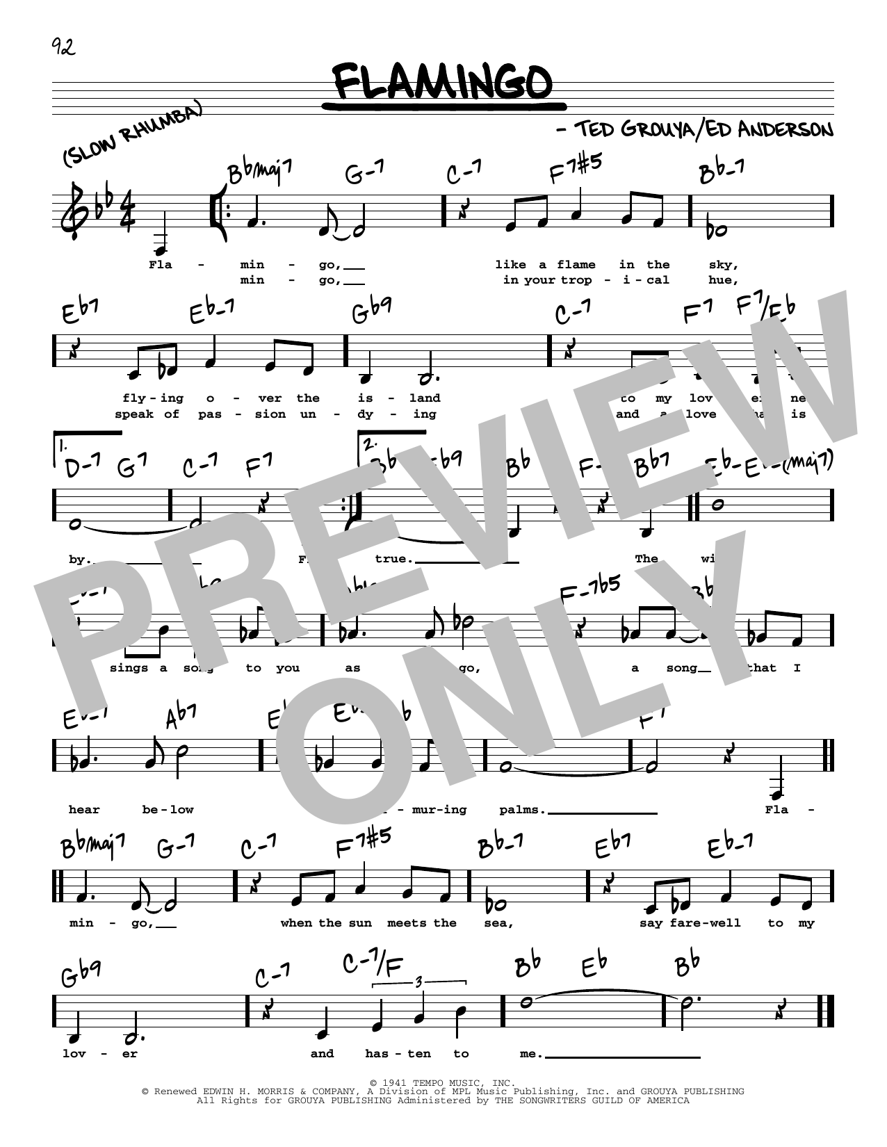 Ed Anderson Flamingo (Low Voice) Sheet Music Notes & Chords for Real Book – Melody, Lyrics & Chords - Download or Print PDF