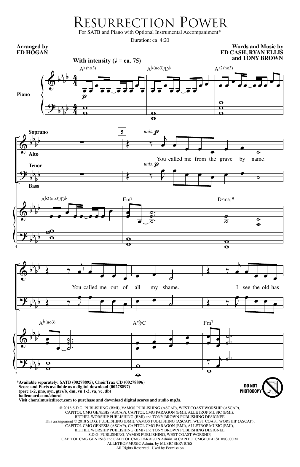 Ed Cash, Ryan Ellis & Tony Brown Resurrection Power (arr. Ed Hogan) Sheet Music Notes & Chords for SATB Choir - Download or Print PDF