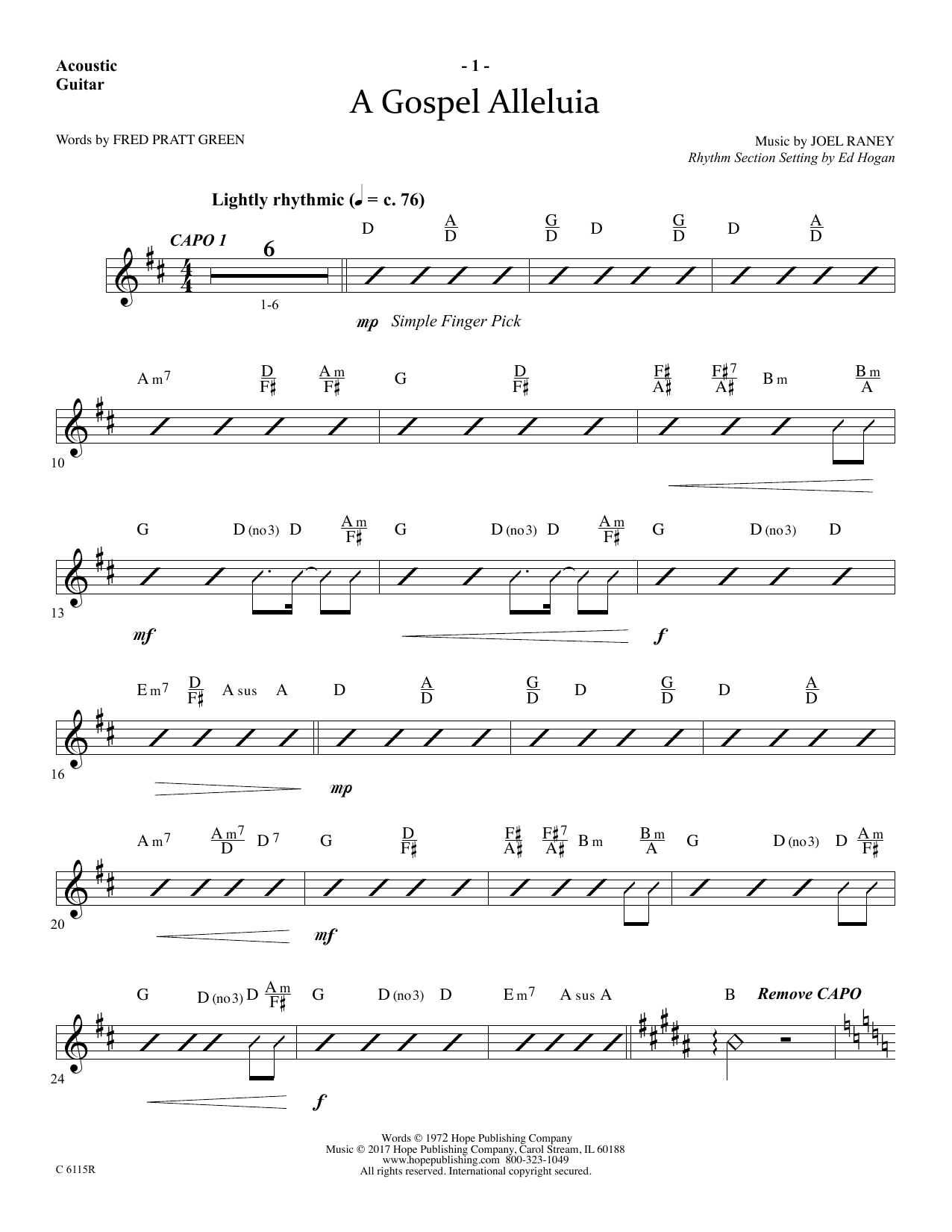 Ed Hogan A Gospel Alleluia - Acoustic Guitar Sheet Music Notes & Chords for Choir Instrumental Pak - Download or Print PDF