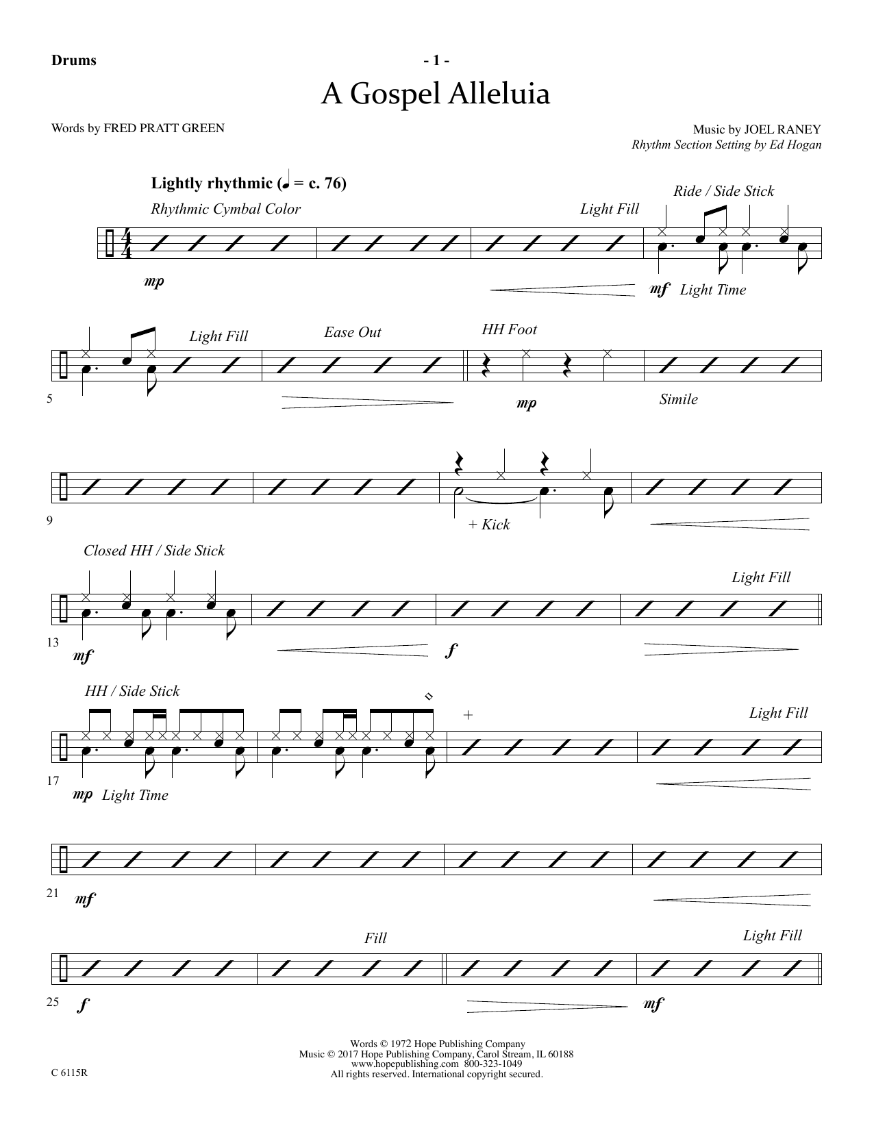 Ed Hogan A Gospel Alleluia - Drums Sheet Music Notes & Chords for Choir Instrumental Pak - Download or Print PDF