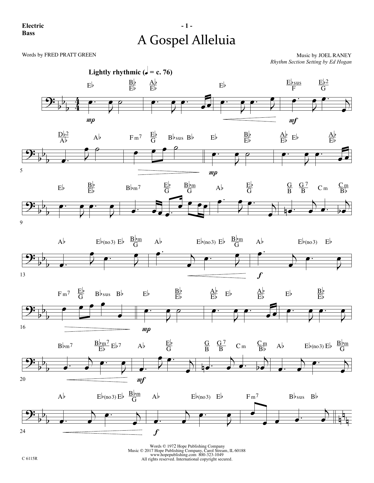Ed Hogan A Gospel Alleluia - Electric Bass Sheet Music Notes & Chords for Choir Instrumental Pak - Download or Print PDF