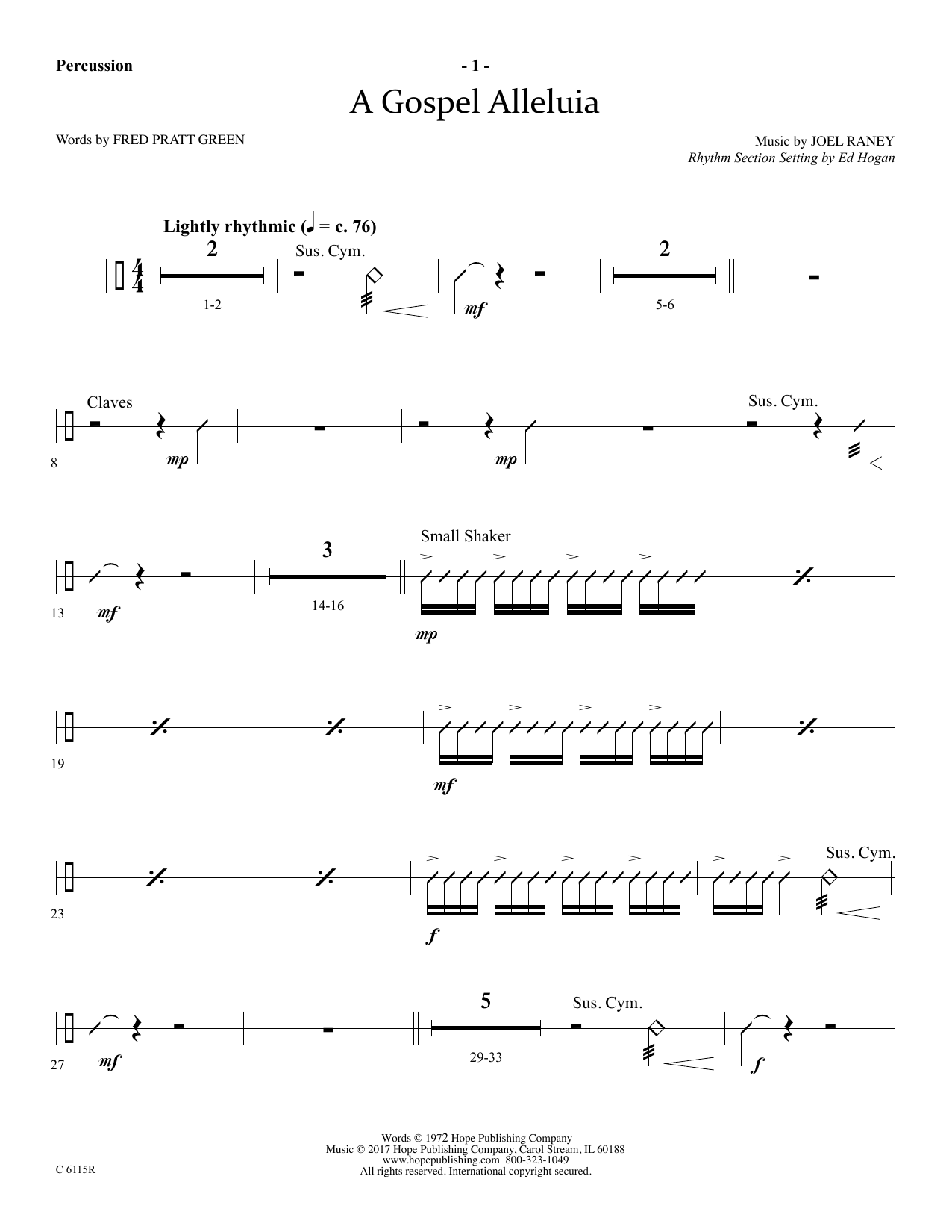 Ed Hogan A Gospel Alleluia - Percussion Sheet Music Notes & Chords for Choir Instrumental Pak - Download or Print PDF