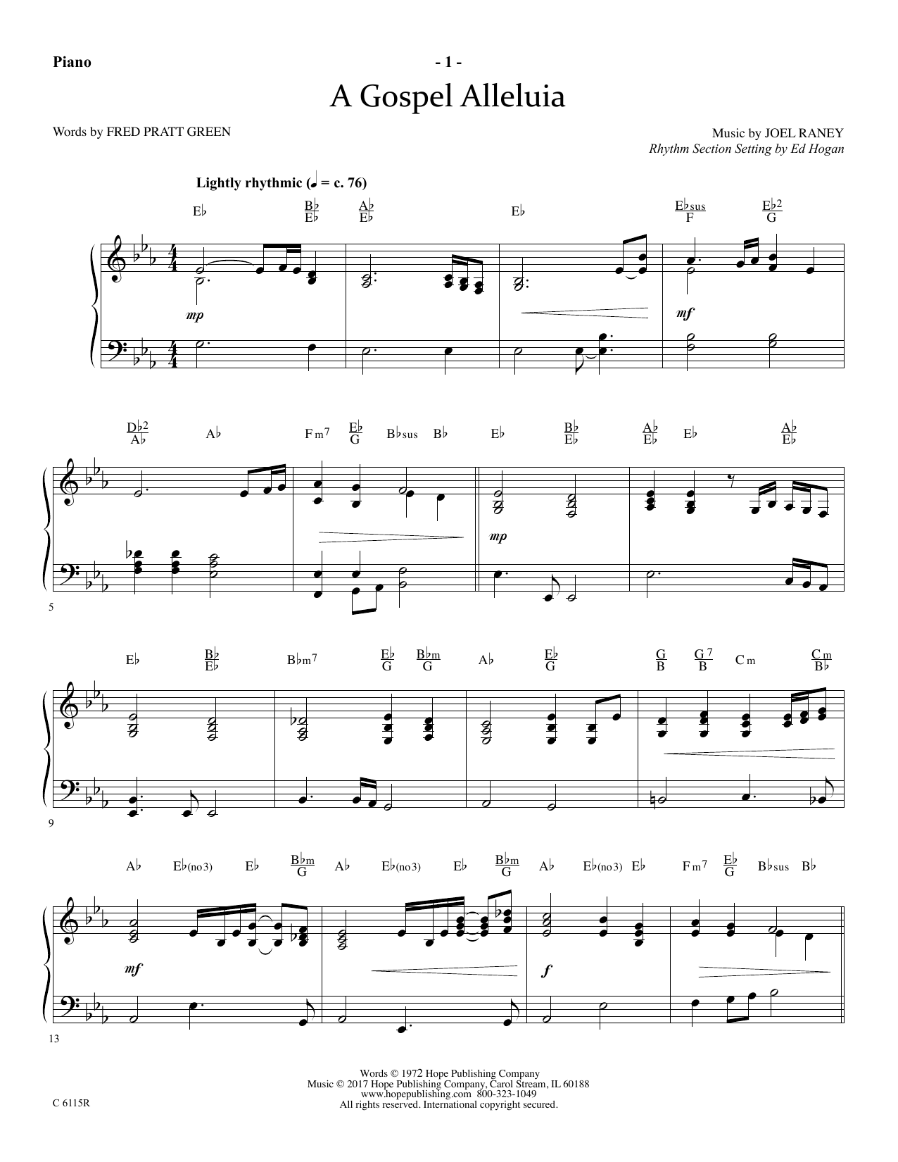Ed Hogan A Gospel Alleluia - Piano Sheet Music Notes & Chords for Choir Instrumental Pak - Download or Print PDF