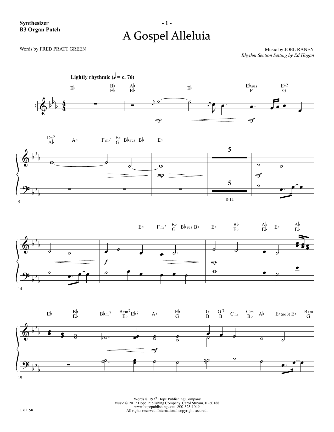 Ed Hogan A Gospel Alleluia - Synthesizer Sheet Music Notes & Chords for Choir Instrumental Pak - Download or Print PDF