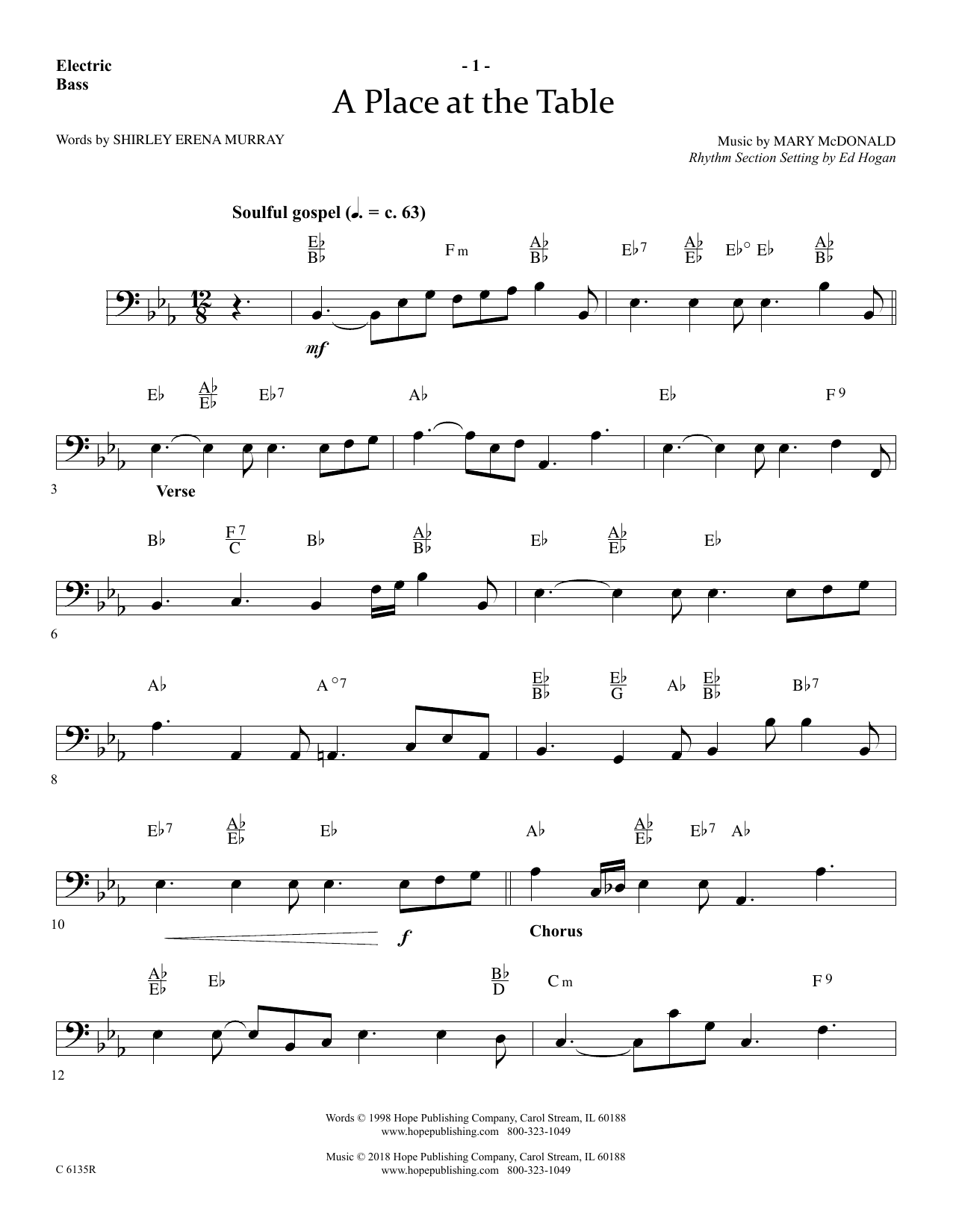 Ed Hogan A Place At The Table - Bass Sheet Music Notes & Chords for Choir Instrumental Pak - Download or Print PDF