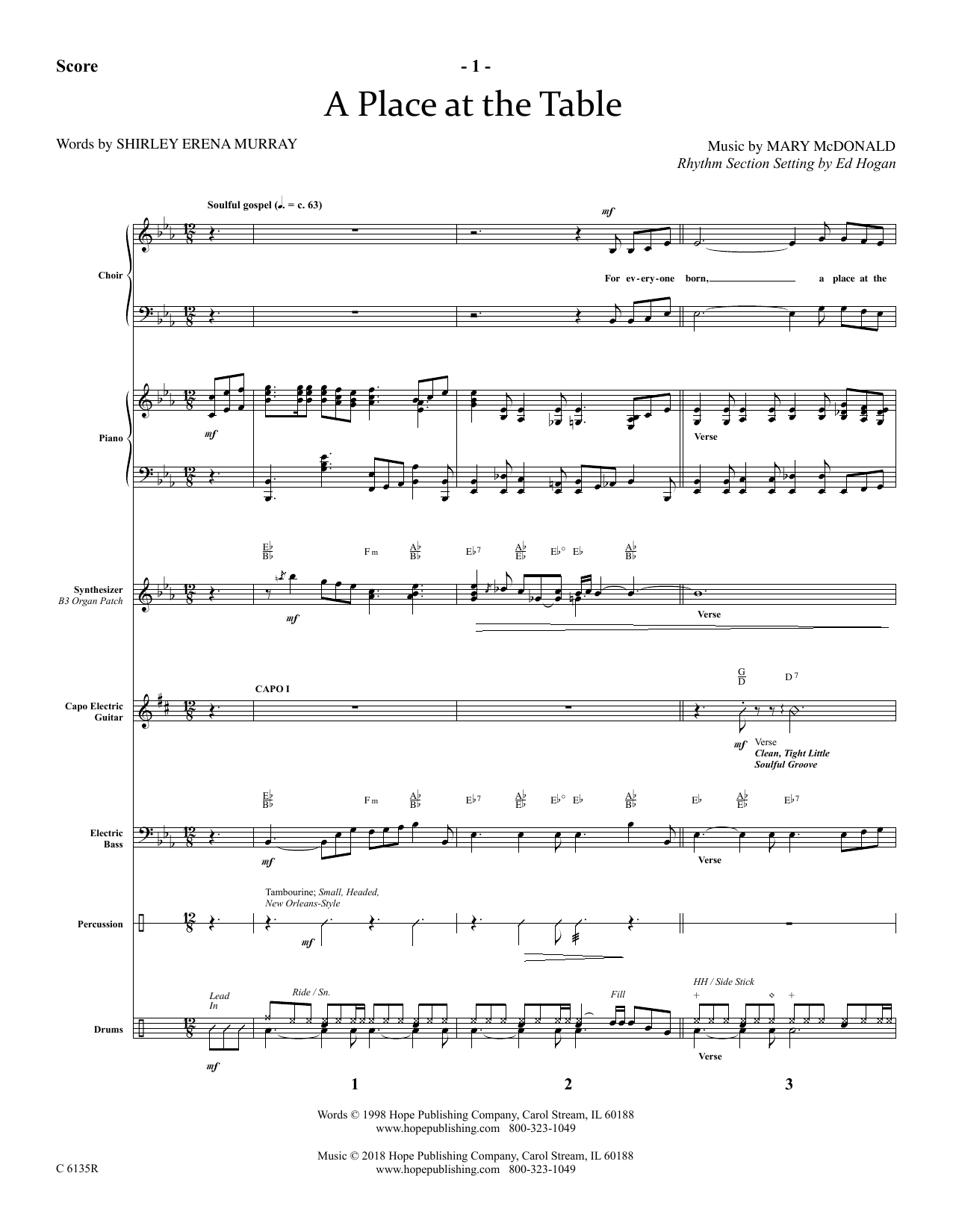 Ed Hogan A Place At The Table - Full Score Sheet Music Notes & Chords for Choir Instrumental Pak - Download or Print PDF
