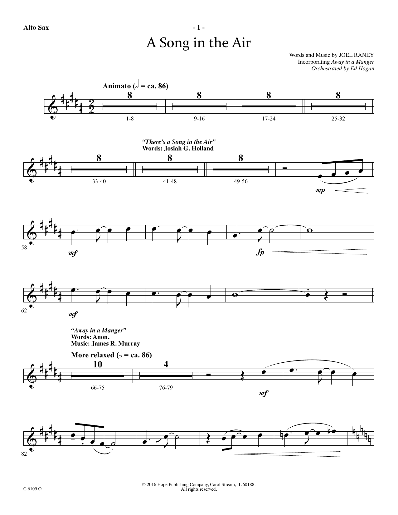 Ed Hogan A Song In The Air - Alto Sax Sheet Music Notes & Chords for Choir Instrumental Pak - Download or Print PDF