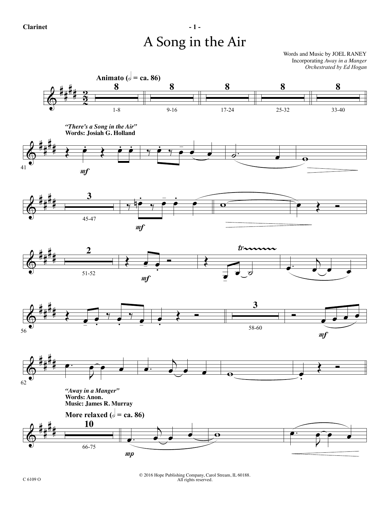 Ed Hogan A Song In The Air - Clarinet Sheet Music Notes & Chords for Choir Instrumental Pak - Download or Print PDF