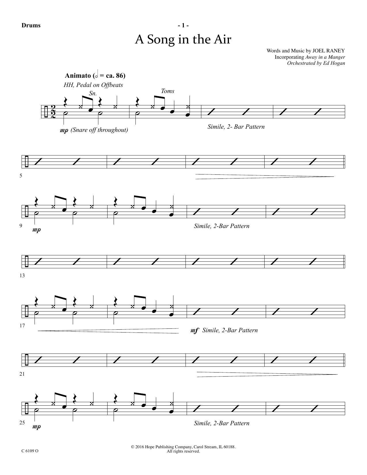 Ed Hogan A Song In The Air - Drums Sheet Music Notes & Chords for Choir Instrumental Pak - Download or Print PDF