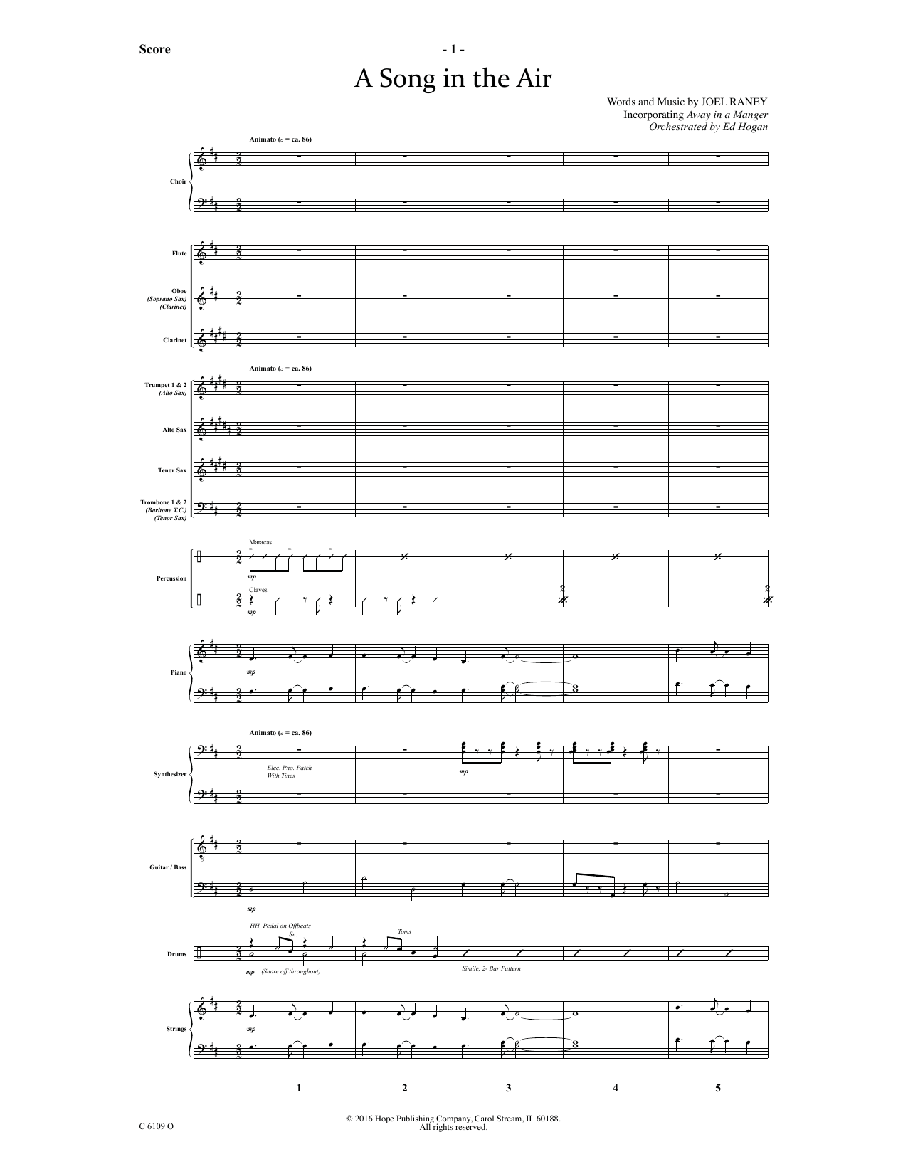 Ed Hogan A Song In The Air - Full Score Sheet Music Notes & Chords for Choir Instrumental Pak - Download or Print PDF