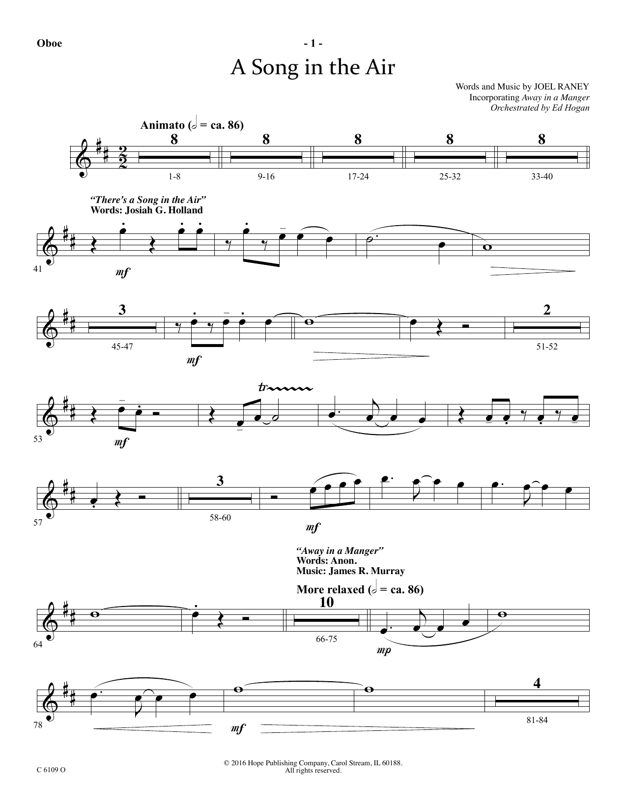 Ed Hogan A Song In The Air - Oboe Sheet Music Notes & Chords for Choir Instrumental Pak - Download or Print PDF