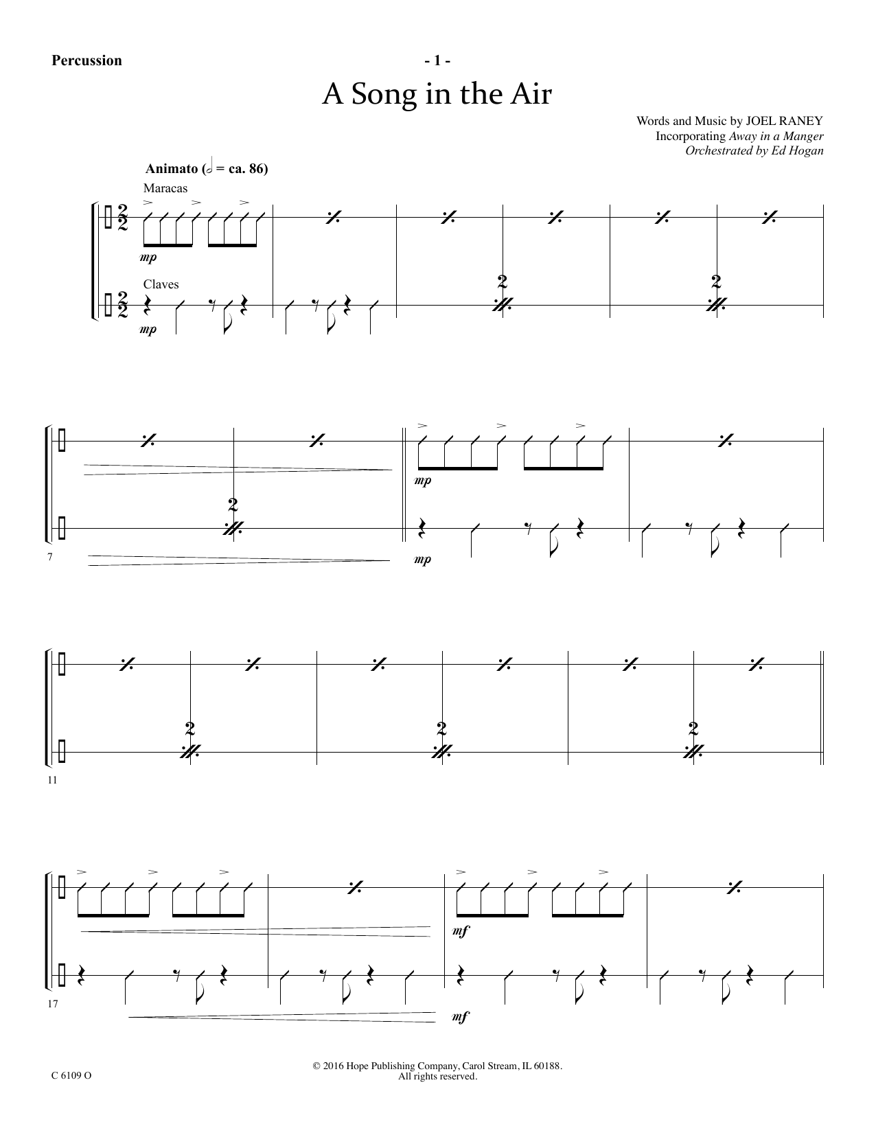 Ed Hogan A Song In The Air - Percussion Sheet Music Notes & Chords for Choir Instrumental Pak - Download or Print PDF