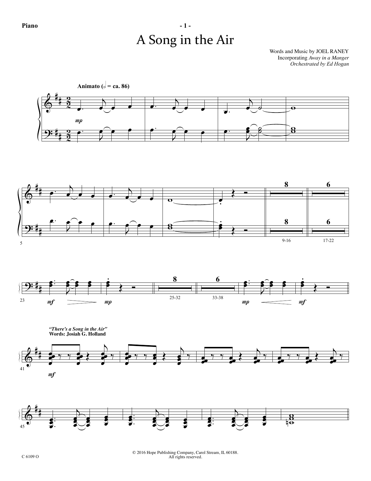 Ed Hogan A Song In The Air - Piano Sheet Music Notes & Chords for Choir Instrumental Pak - Download or Print PDF
