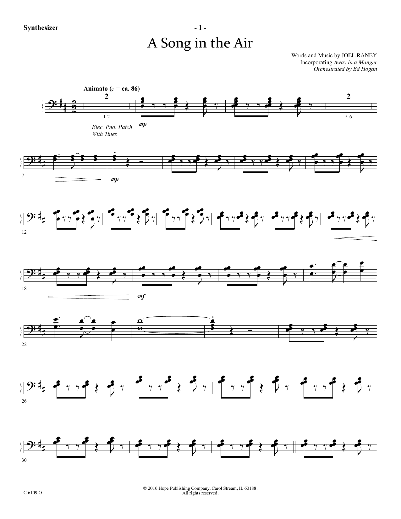 Ed Hogan A Song In The Air - Synthesizer Sheet Music Notes & Chords for Choir Instrumental Pak - Download or Print PDF