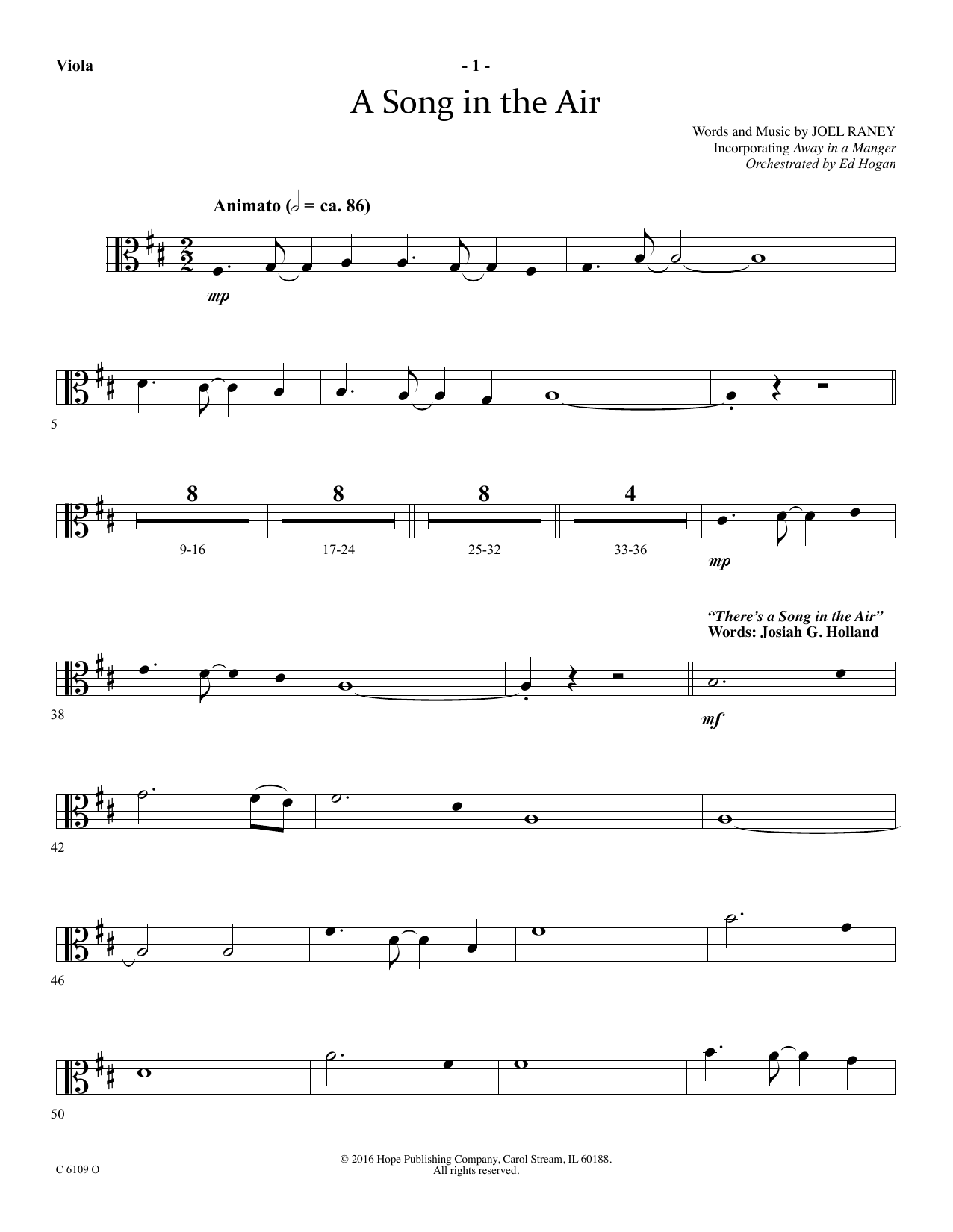 Ed Hogan A Song In The Air - Viola Sheet Music Notes & Chords for Choir Instrumental Pak - Download or Print PDF