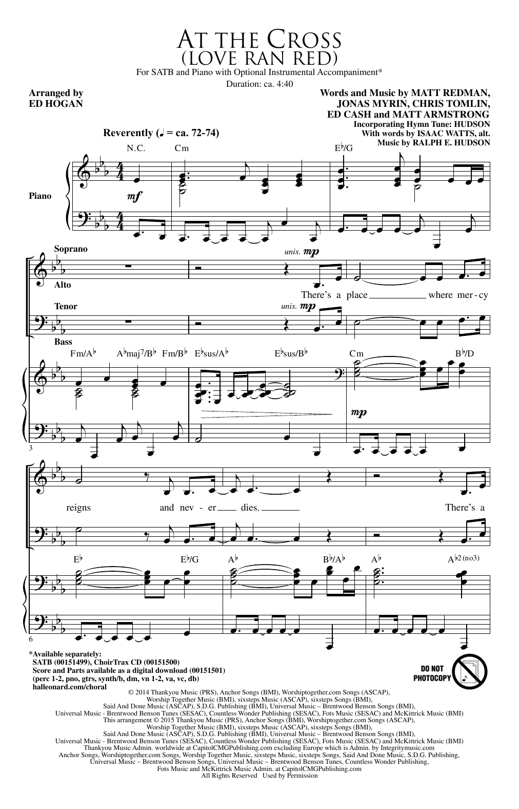 Ed Hogan At The Cross (Love Ran Red) Sheet Music Notes & Chords for SATB - Download or Print PDF