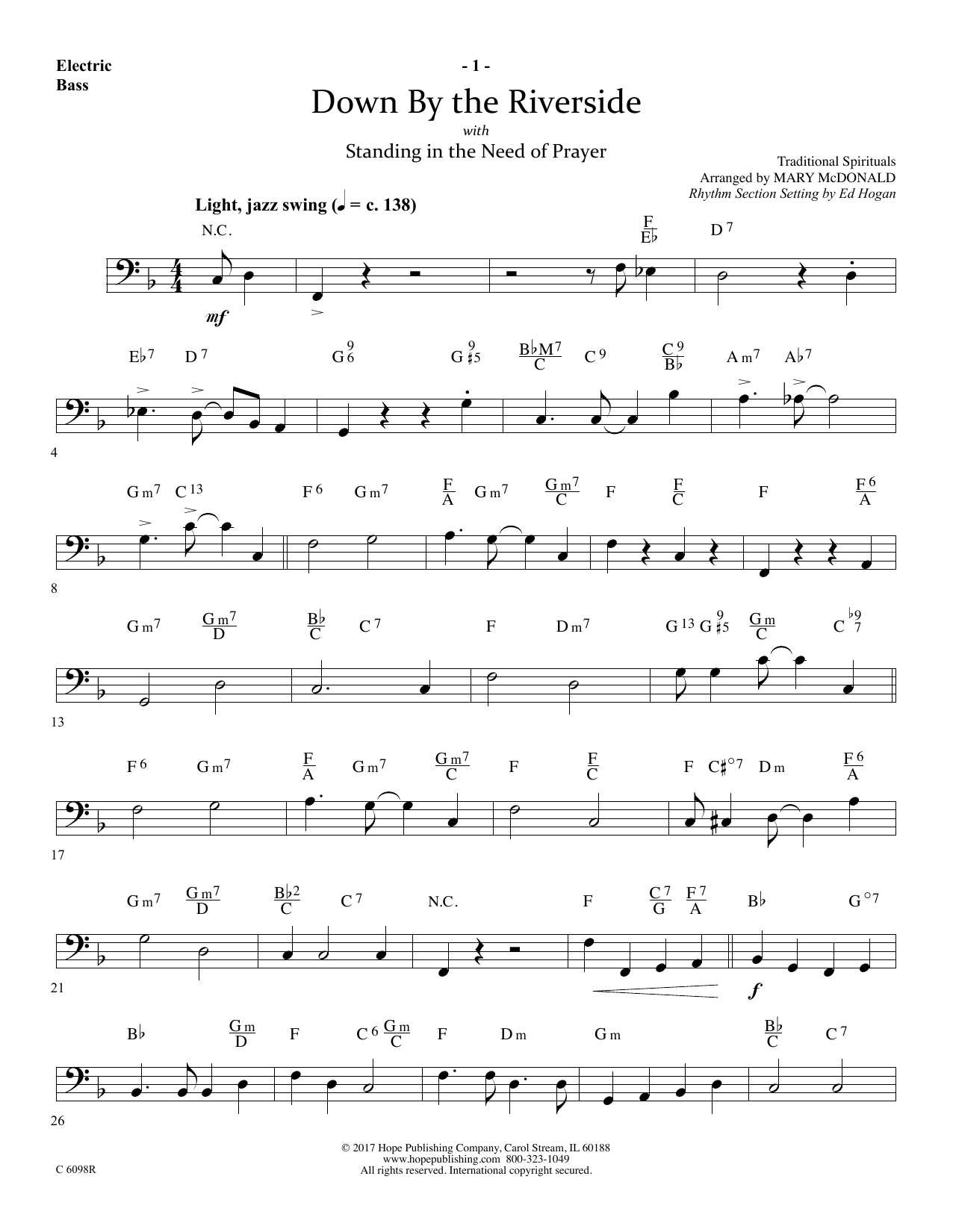 Ed Hogan Down by the Riverside - Bass Sheet Music Notes & Chords for Choir Instrumental Pak - Download or Print PDF