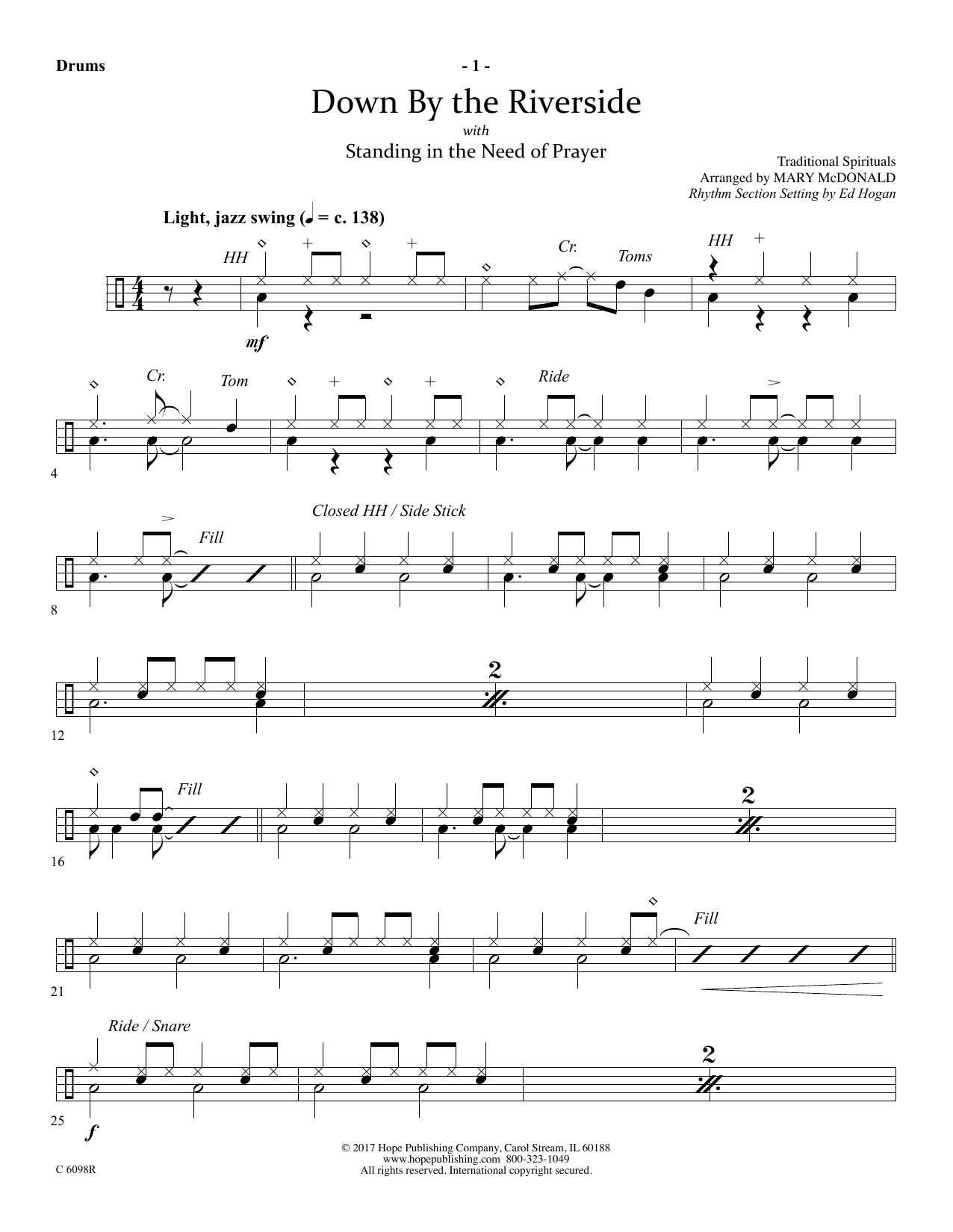 Ed Hogan Down by the Riverside - Drums Sheet Music Notes & Chords for Choir Instrumental Pak - Download or Print PDF