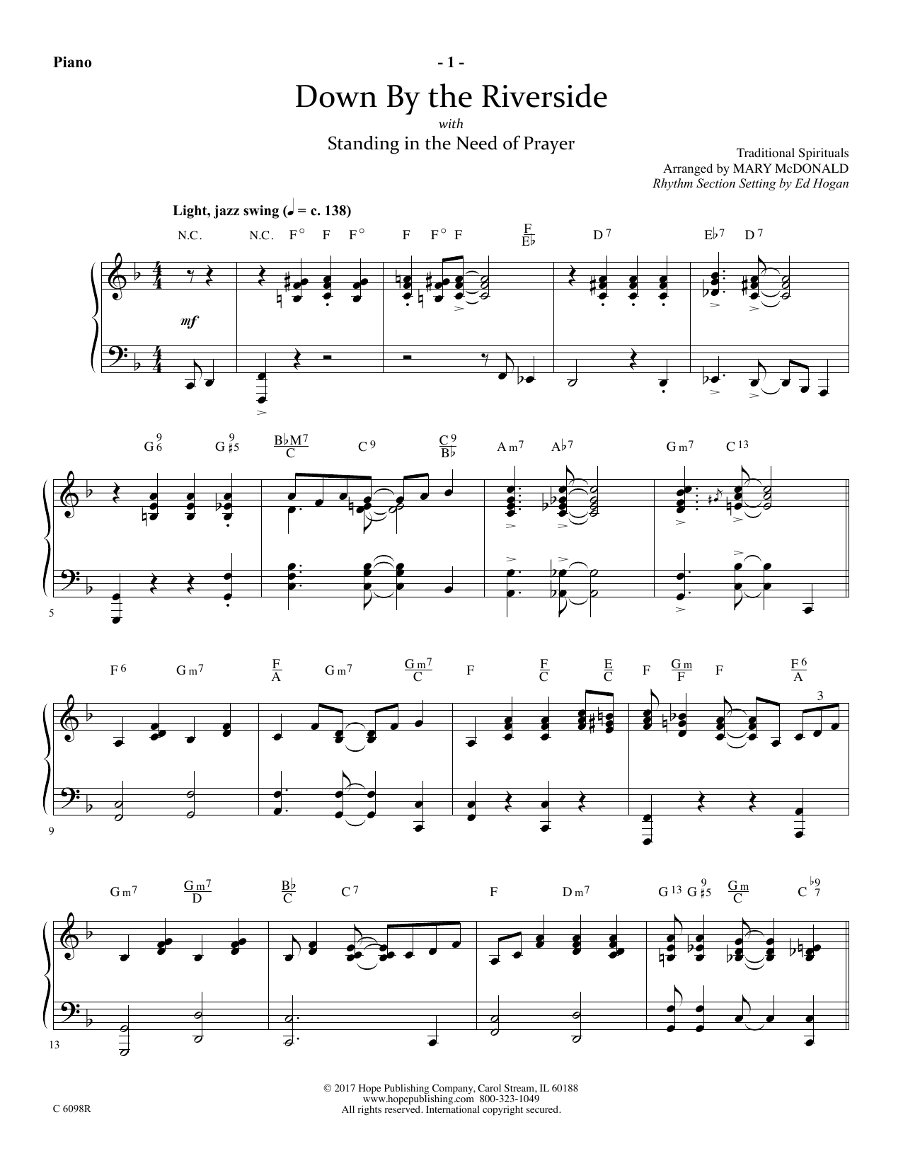 Ed Hogan Down by the Riverside - Piano Sheet Music Notes & Chords for Choir Instrumental Pak - Download or Print PDF
