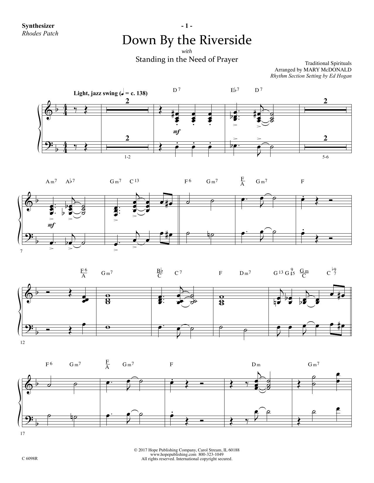 Ed Hogan Down by the Riverside - Synthesizer Sheet Music Notes & Chords for Choir Instrumental Pak - Download or Print PDF