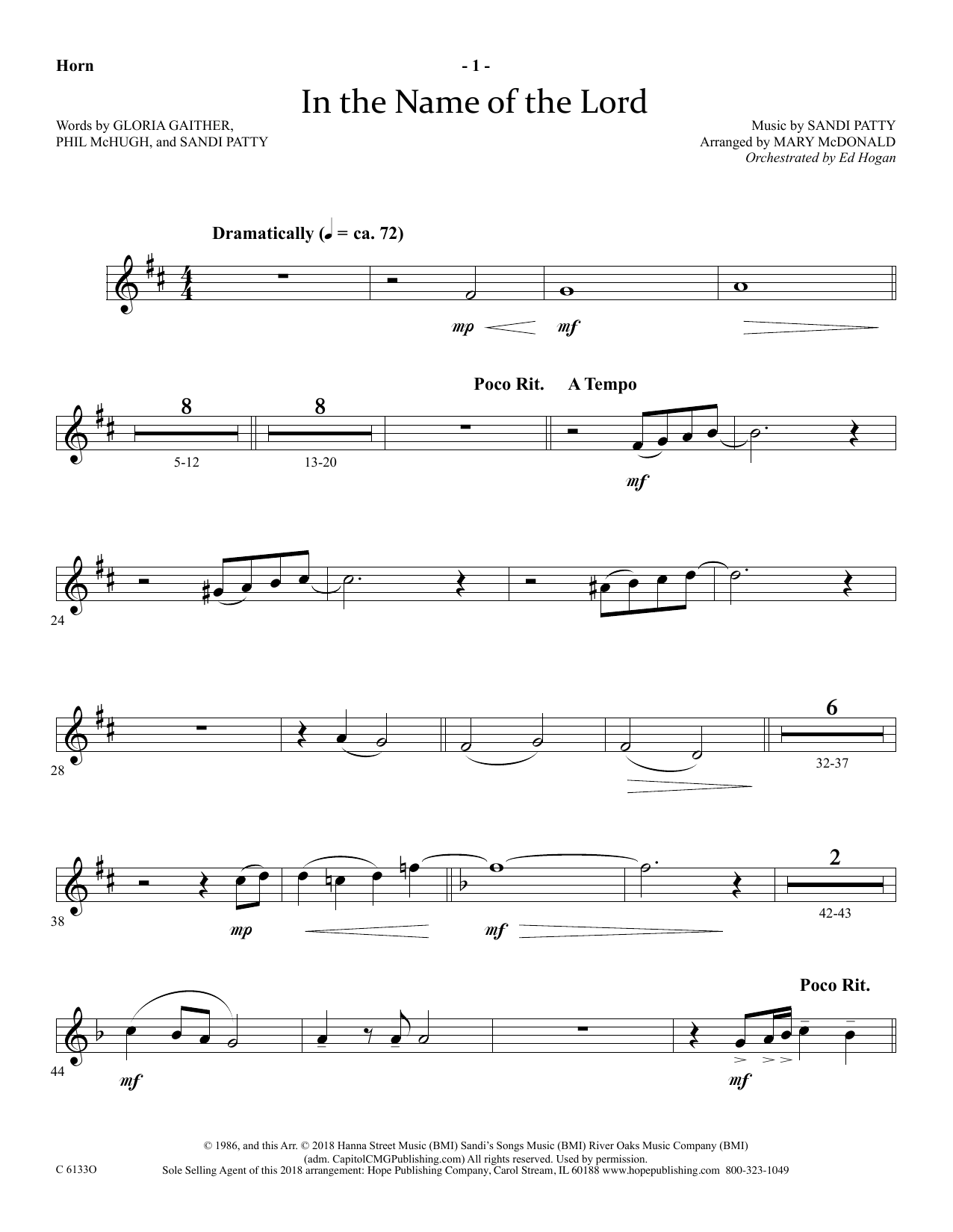 Ed Hogan In The Name Of The Lord - Flugelhorn Solo Sheet Music Notes & Chords for Choir Instrumental Pak - Download or Print PDF