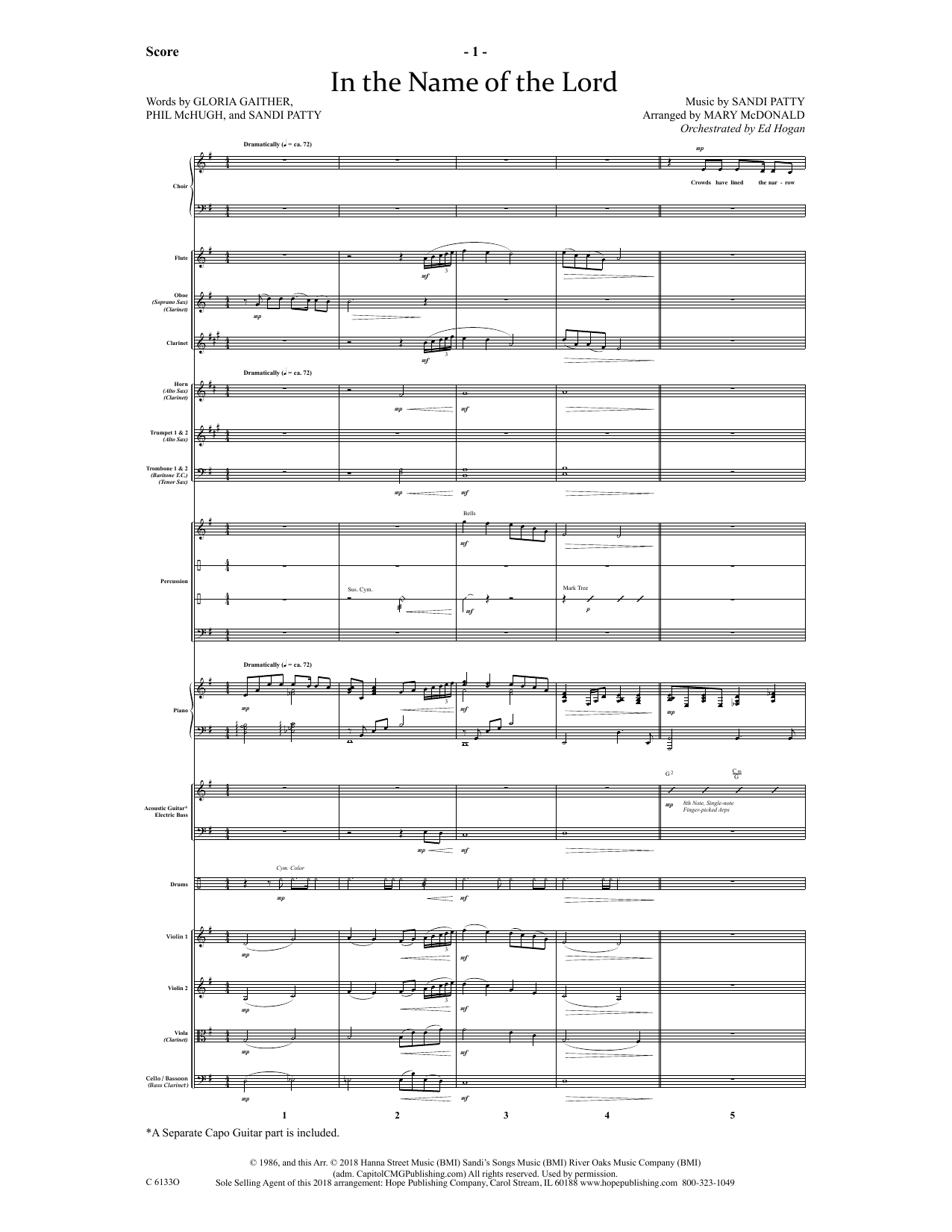 Ed Hogan In The Name Of The Lord - Full Score Sheet Music Notes & Chords for Choir Instrumental Pak - Download or Print PDF