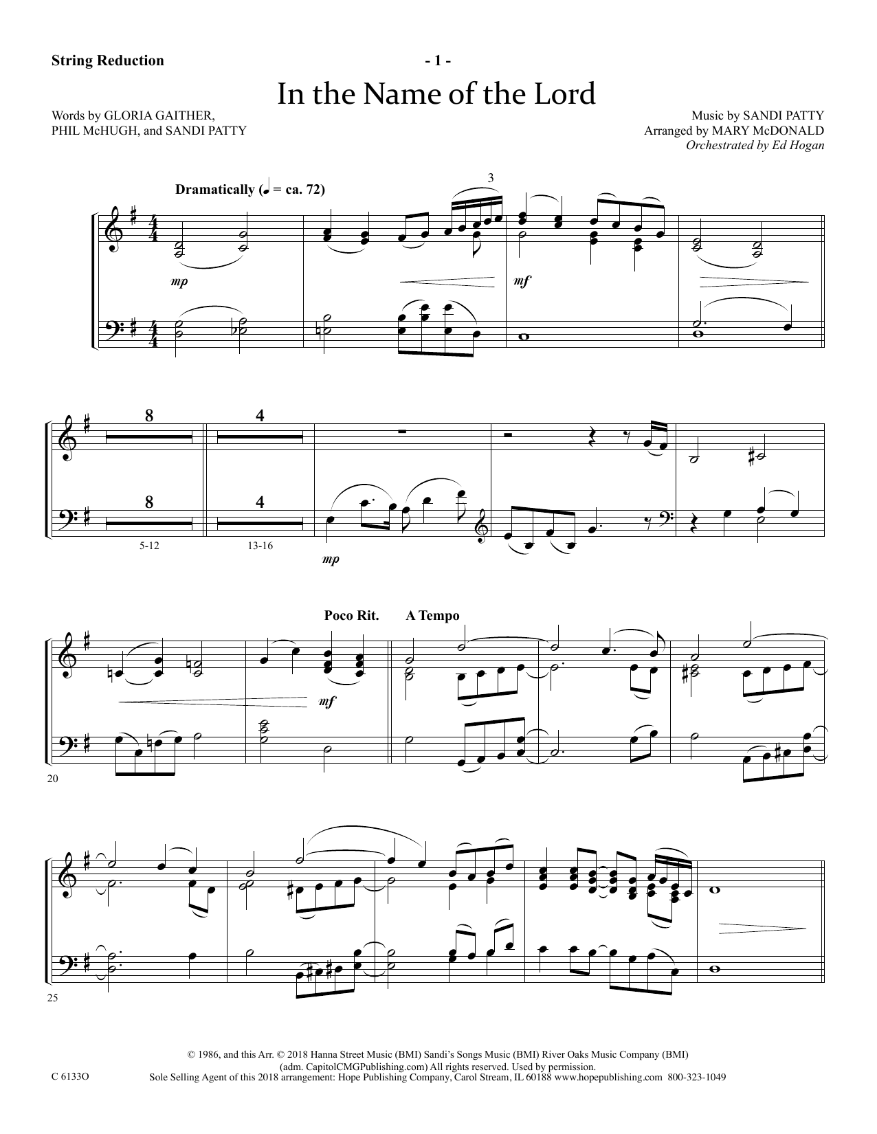 Ed Hogan In The Name Of The Lord - Keyboard String Reduction Sheet Music Notes & Chords for Choir Instrumental Pak - Download or Print PDF