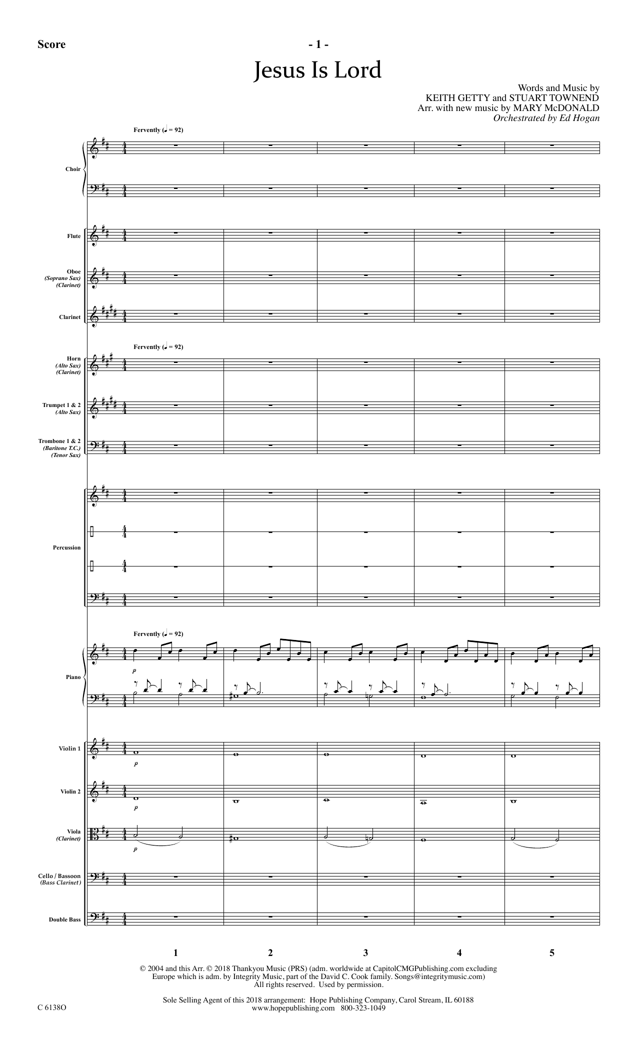Ed Hogan Jesus Is Lord - Full Score Sheet Music Notes & Chords for Choir Instrumental Pak - Download or Print PDF