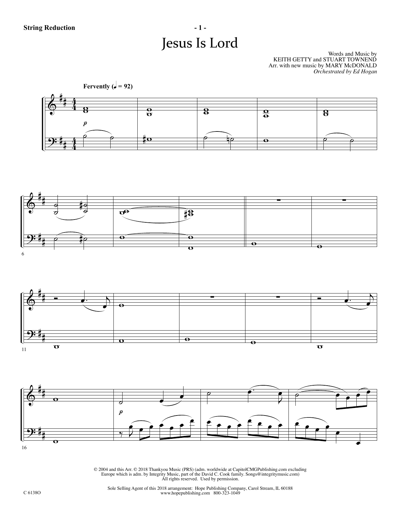 Ed Hogan Jesus Is Lord - Keyboard String Reduction Sheet Music Notes & Chords for Choir Instrumental Pak - Download or Print PDF