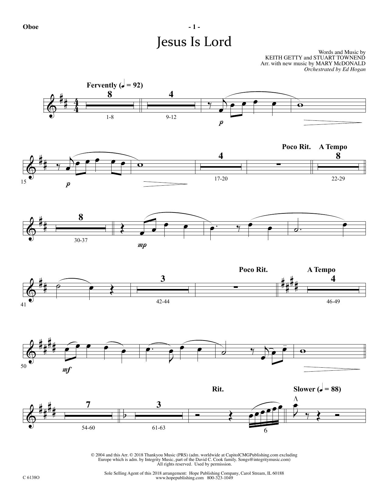 Ed Hogan Jesus Is Lord - Oboe Sheet Music Notes & Chords for Choir Instrumental Pak - Download or Print PDF