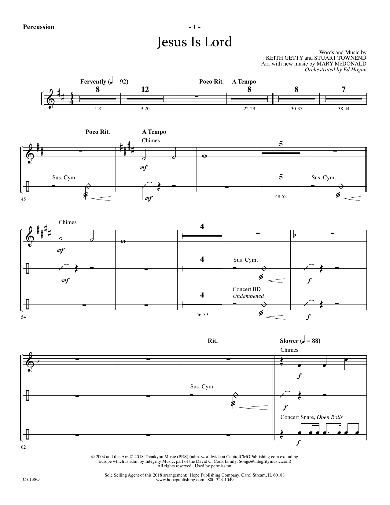 Ed Hogan Jesus Is Lord - Percussion Sheet Music Notes & Chords for Choir Instrumental Pak - Download or Print PDF