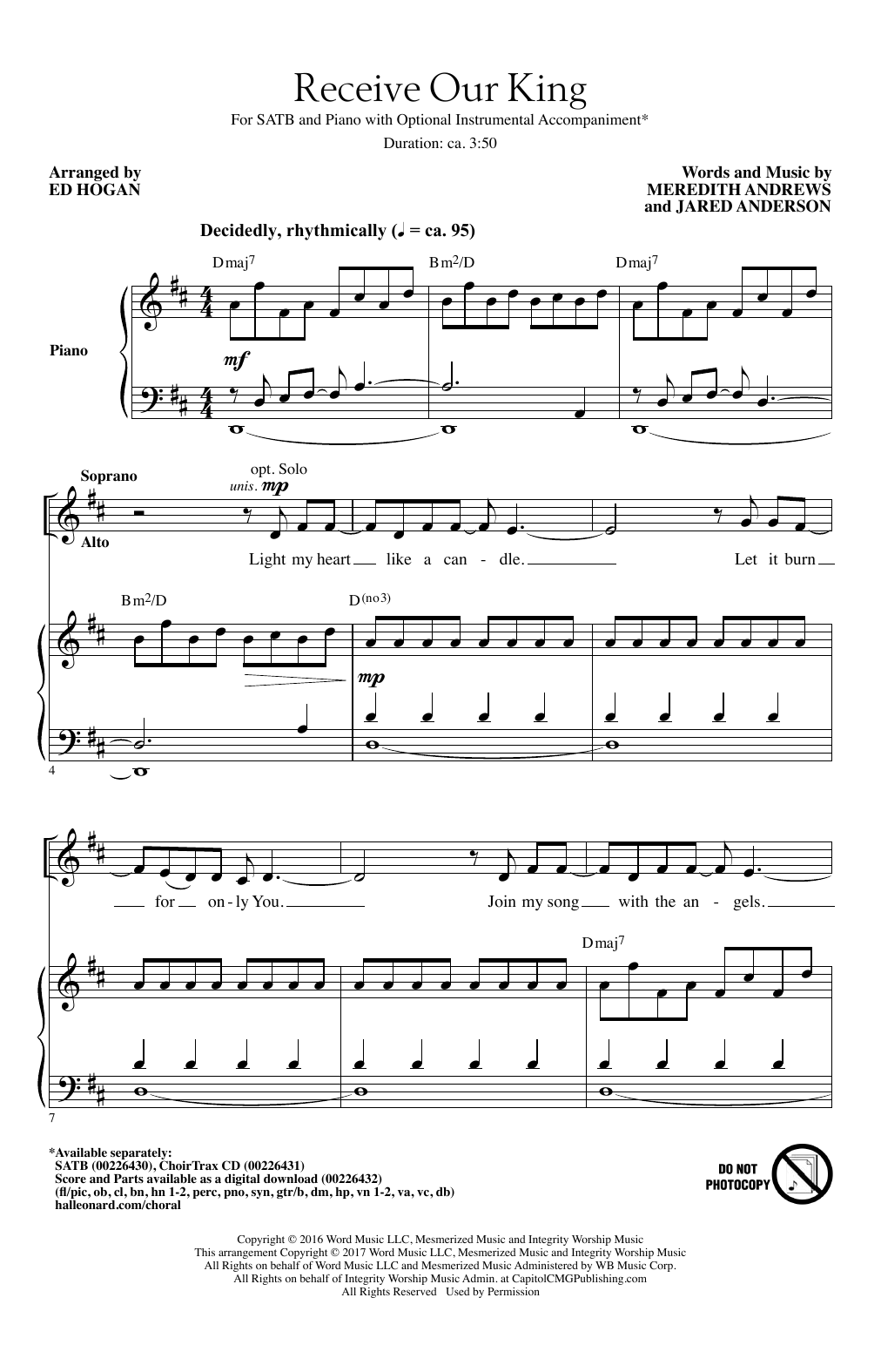 Ed Hogan Receive Our King Sheet Music Notes & Chords for SATB - Download or Print PDF
